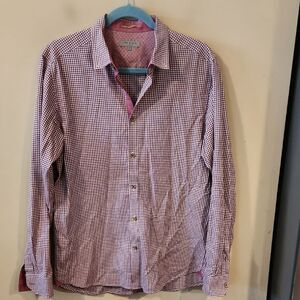 Ted Baker Purple and White Casual Button Down Shirt Size 4